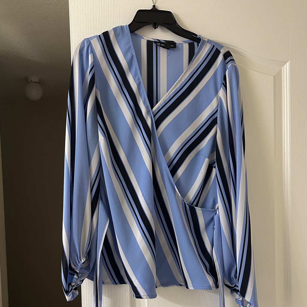 Inc International Concepts Blue And White Striped Blouse
